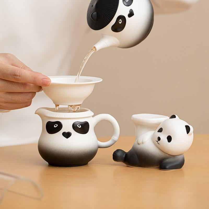Cute Panda Tea Leak Tea Filter Household Tea Separator Filter Integrated Creative Ceramic Tea Separator Accessories