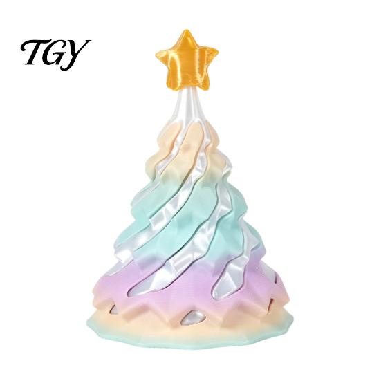 Xmas Tree Collectibles 3D Printed Spiral Christmas Tree, Golden Star Topper Fidget Toy Toy, Cone Desk Decor for Anxiety Stress Relief Ornament