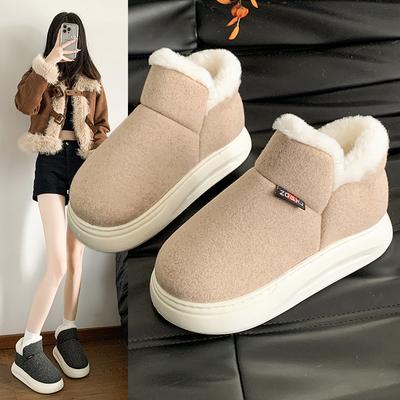 Женские теплые хлопковые туфли на зиму 2025 года, новые, на толстой подошве, с пухом, с закрытой пяткой, нескользящие, бархатные, теплые домашние хлопковые туфли