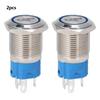 2 шт. 5-контактный металлический кнопочный переключатель 16 мм с плоской головкой, самовозвратный переключатель со световой индикацией, номер 4(12 В постоянного тока Синий)