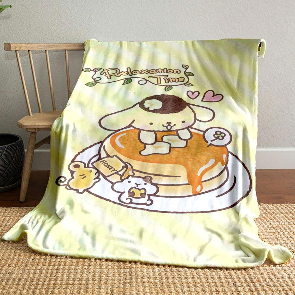 Cute animals with a pancake, honey, and "Relaxation Time" text above. for all seasons blanket lunch break throw gift