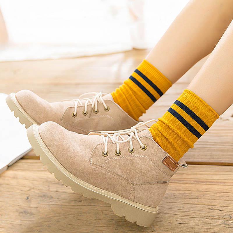 Хорошие школьные носки Harajuku Retro Cute Cotton Sox, желтые, женские, полосатые, высокие, свободные, для круглой формы, забавные, белые, красочные, дизайнерские, японские девушки