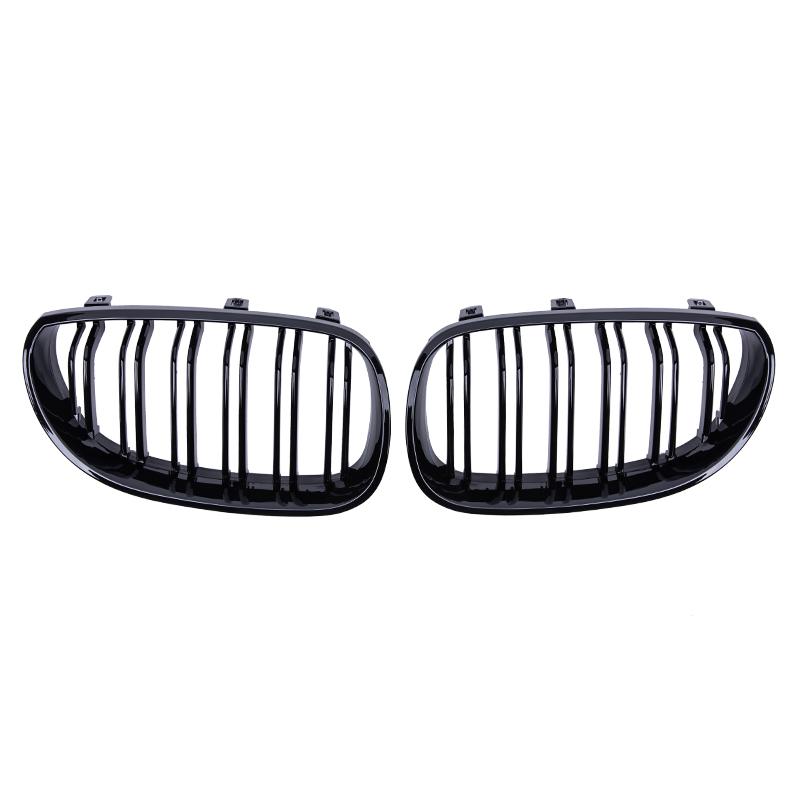Car Front Bumper Grille Kidney Racing Grill Grilles For BMW E60 E61 5 Series 2004-2009 Gloss Black Auto New Double Slat