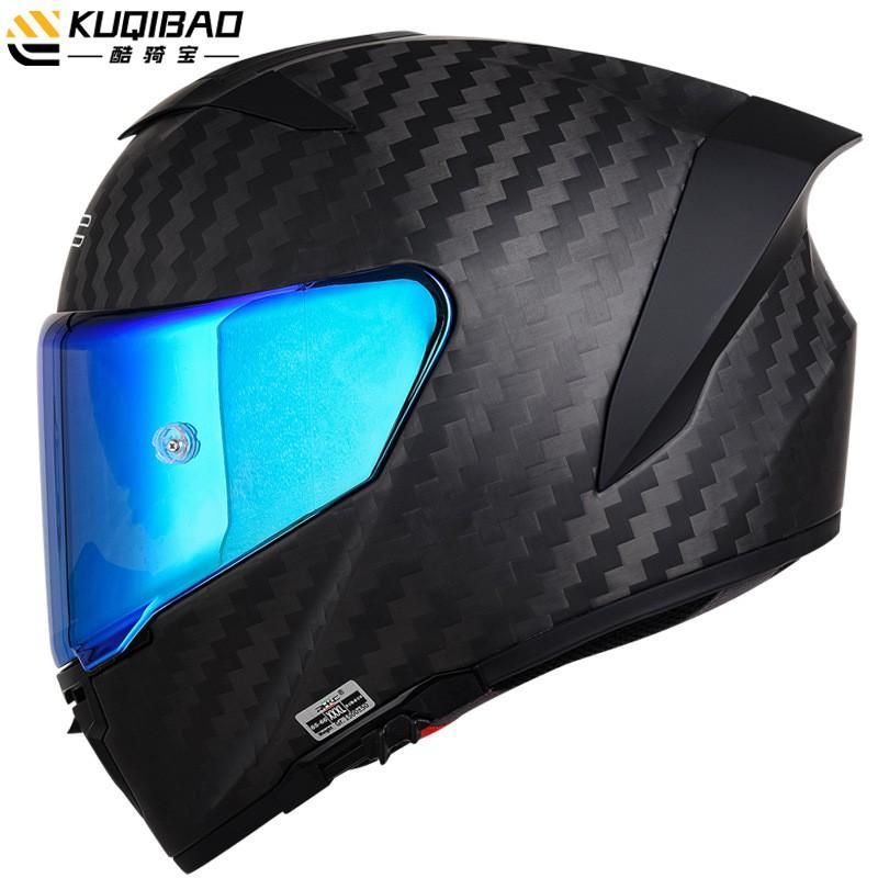 Carbon Fiber Full Face Motorcycle Helmet Dual Visor Winter Racing Motorbike Men Women