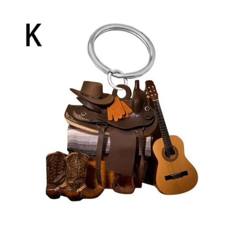 2024 Saddle Car Key Ring Pendant Personalized Decoration Universal Unisex Acrylic Flat Keychain