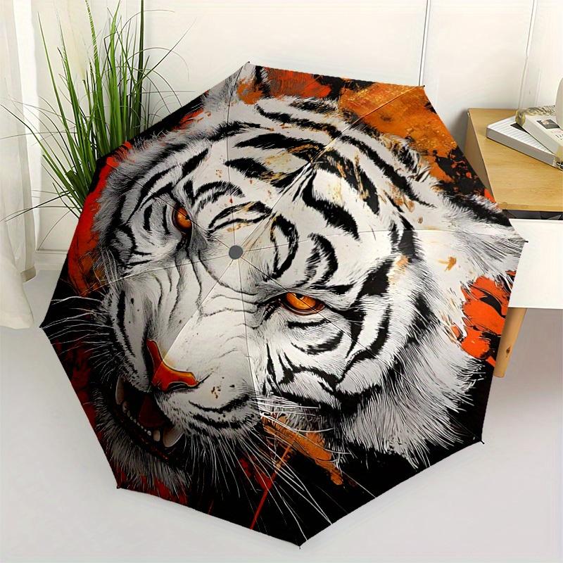 1pc Tiger Face Umbrella - 8-Rib Automatic Open/Close, Fashionable Compact Umbrella for Outdoor Adventures yy250813192