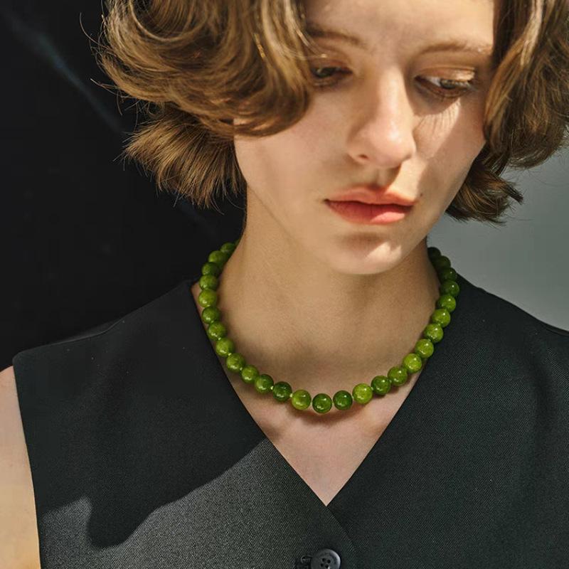 Авокадо Камень Бусины Ключица Цепочка Премиум Цепочка на Шею Летняя Свежая Лесная Дофаминовая Модная Колье
