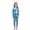 Kids Alien Cosplay Costume Long Sleeve Full Length Bodysuit Alien Hair Hoop Halloween Dress Up Party Costume Set