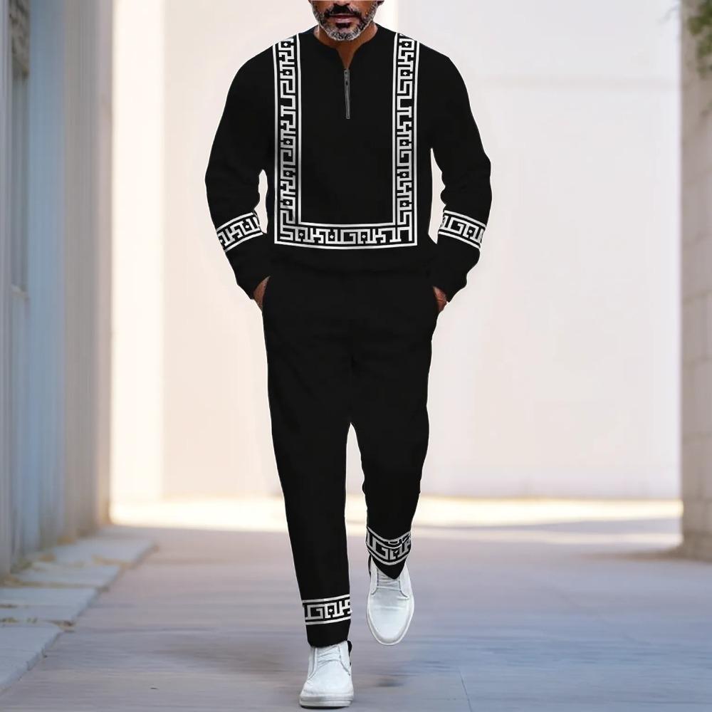Весенне-осенняя модная уличная одежда Мужской комплект из двух предметов с длинным рукавом, на молнии до середины, со стойкой, брюки, спортивная одежда, мужская одежда