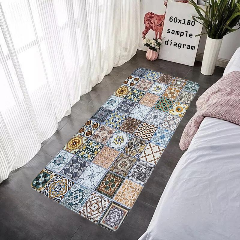 Interior Floor Mat Moroccan Style Pattern Doormat Non-slip Foot Rug for Entryway Kitchen Carpet Bedroom Bedside Mats Home Decor