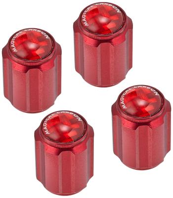 HASEPRO CAV-2R Волшебные колпачки на ниппель из карбона, Красный/Красный, Комплект из 4 штук