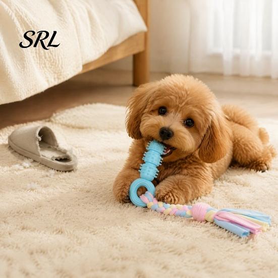 Dog Dental Health Toys Spiky Chew Toy with Cotton Rope, Pet Molar Stick Toy, Interactive Indoor Games for Small Medium Dogs Teeth Cleaning Stress