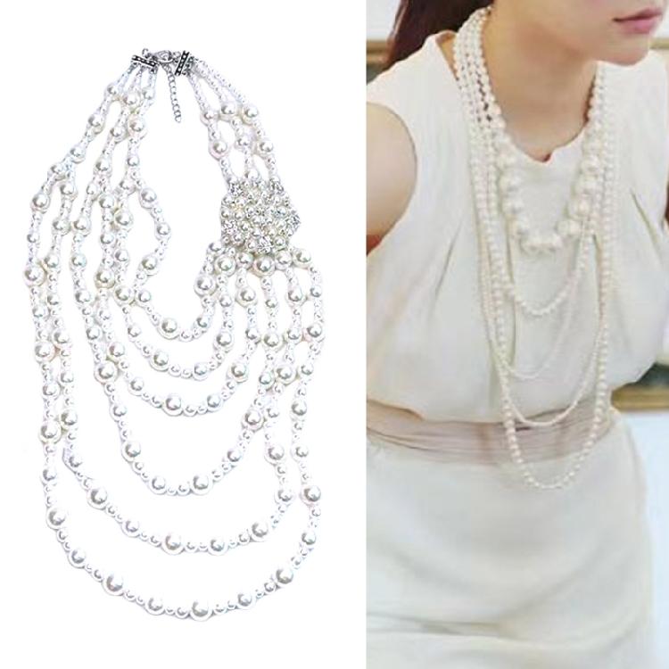 Комплект из ожерелья и серег с искусственным жемчугом Модный женский комплект ювелирных изделий: statement-ожерелье и серьги с искусственным жемчугом