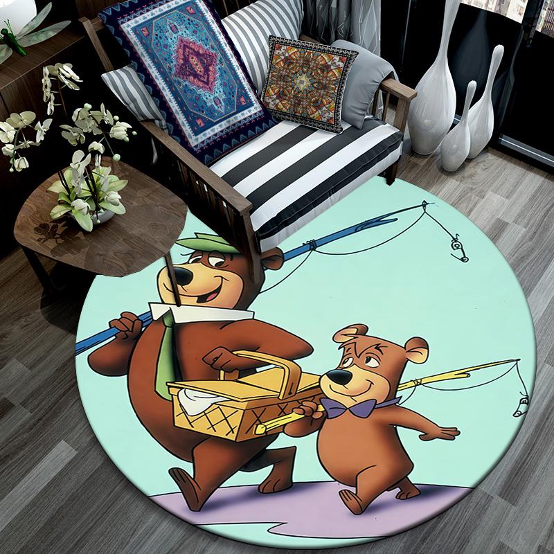 Yogi Bear & Boo pattern round rug,Carpet Rug for Living Room Bedroom Playroom ,Non-slip Floor Mat,Holiday Gifts and Birthday Gifts.