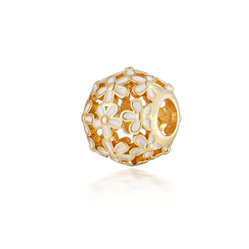 NEW Sparkling DIY Gold Serise Plating Flower Charm Clip Paw Heart Family Bead Fit European Silver Bracelet Jewelry Gift
