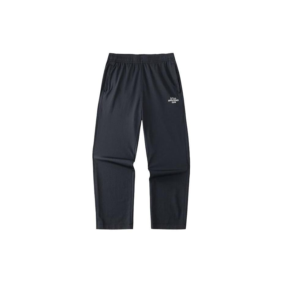 Anta Мужские брюки Lifestyle Series, однотонные, со средней талией, прямые, с девятью точками, повседневные, черные 152428324-1