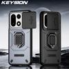 KEYSION Противоударный бронированный чехол для OnePlus 15 5G с защитой объектива выдвижной камеры, металлическое кольцо-подставка, задняя крышка для телефона OnePlus 1+ 15