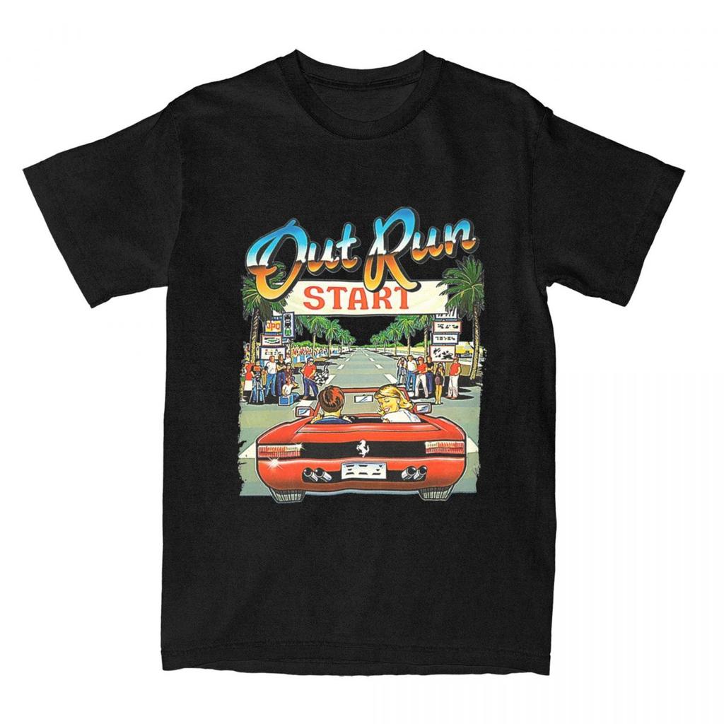 Мужская женская футболка Out Run для видеоигр, одежда, забавная, 100% хлопок, 80-е, игровая футболка, верхняя одежда, новое поступление