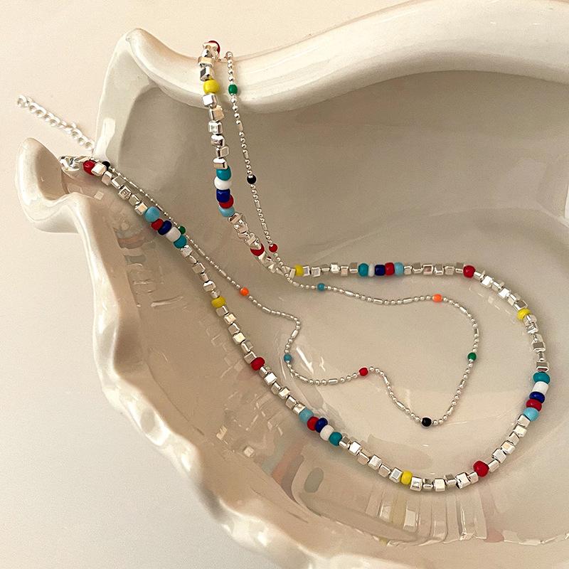 Новое Цветное Бусины Чокер Ожерелье Корейская Мода Простой Цветной Ошейник Короткая Цепочка Ручной Работы Женское Ожерелье Женщины Девушки Украшения