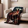 Dark fantasy scene featuring intense characters and fiery, glowing elements. for all seasons blanket lunch break throw gift