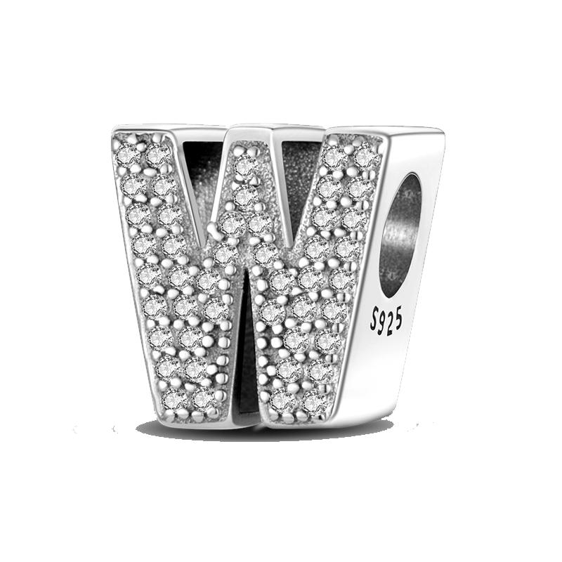Fit Bracelets Charms 925 Silver 26 Alphabet Letters Charms Beads for Women Fine DIY Birthday Jewelry Gifts Making