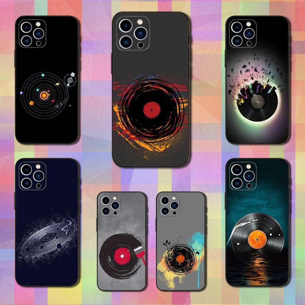 Vinyl Record DJ Art For iPhone 13,16,11,14,17,12,15,Plus,Pro Max,XS,X,XR,SE,Mini,8,7,Phone Case Soft Silicone Black