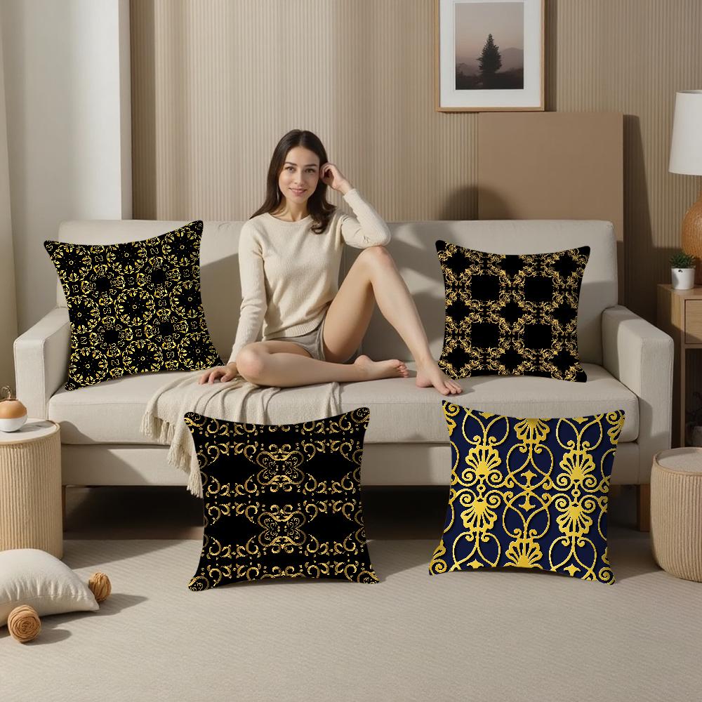 European Style Geometric Vine Pillow Case Plush Fabric Soft Pillowcase Double Sided Print Sofa Cushion Cover Throw Pillow Cover