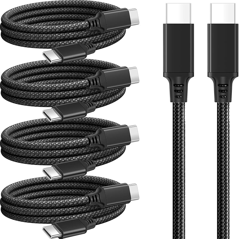 Кабель PASOW USB-C-USB-C Кабель Type C 60 Вт Совместим с USB PD iPhone 15 /15 Pro MacBook iPad Air 5 Galaxy S24 Pixel LG Другие совместимые (черный, 1,5м)