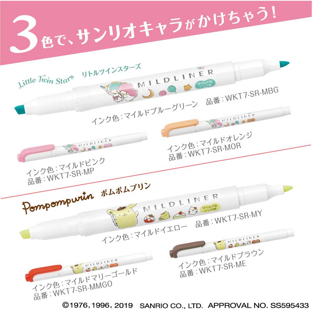 Zebra Mildliner Highlighter Sanrio My 3 Pen, Melody, Colors, WKT7-SR-3C-MM