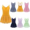 Ballet Dance Dress for Girls Sleeveless V Neck Solid Color Ballerina Ballet Dress Outfit