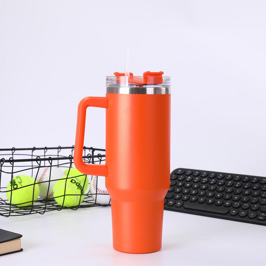 Автомобильная кружка из нержавеющей стали объемом 40 унций с ручкой и трубочкой, изолированная для холодных напитков