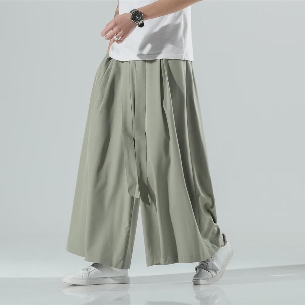 Men's Retro Chinese Style Wide-Leg Lantern Pants - Plus Size & Loose Fit