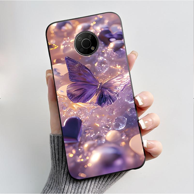 Для Nokia G300 TA-1374 Чехол Роскошная Мода Бабочки Цветы Черный Мягкий Силиконовый Чехол Для Nokia G300 G 300 NokiaG300 Чехол для Телефона