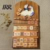 Wooden Flip Calendar Handmade Vintage Perpetual Reusable Wall Mounted Adjustable Date with Interchangeable Blocks Rustic Hummingbird Floral