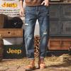 JEEP Men's Loose Wide Leg Ripped Straight Jeans