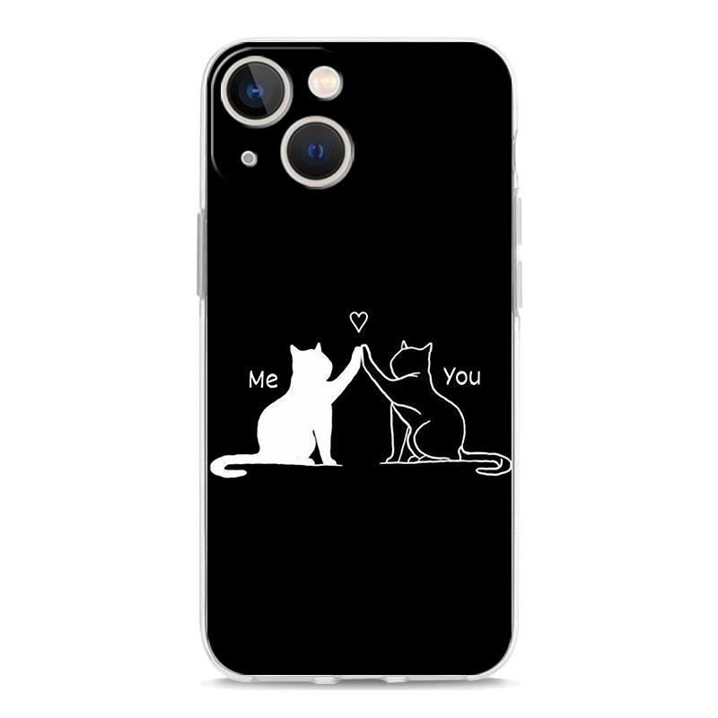 Чехол для телефона iPhone 17 Чехлы iPhone Air 16 15 12 13 14 Pro Max 7 8 Plus 16Pro iPhone11 Мягкий чехол Кошачья линия Черные кошки