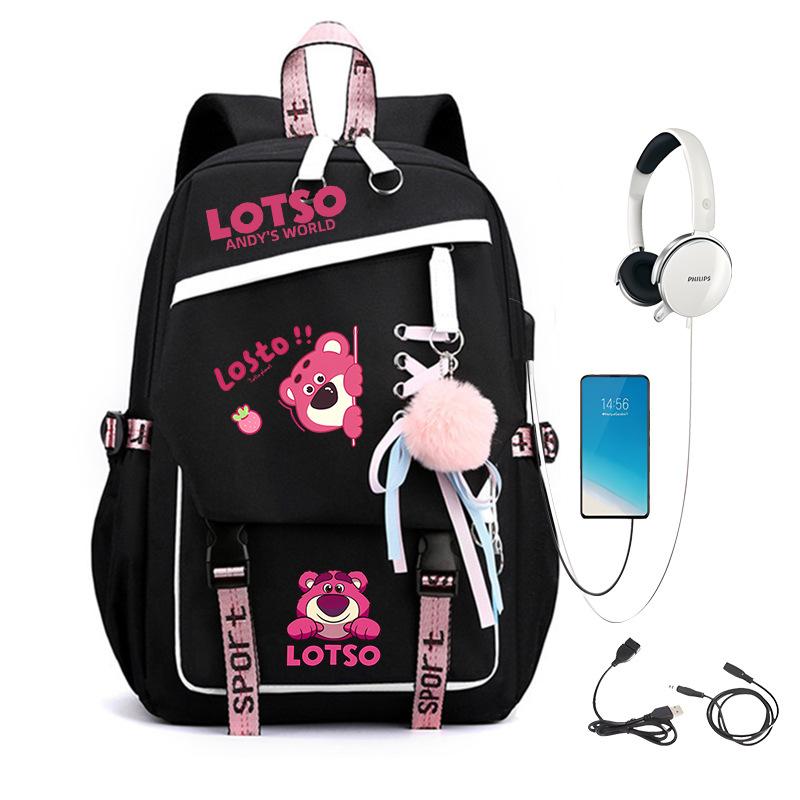 Sweet Strawberry Bear Children'S Backpack Lightweight Ridge Protection Large Capacity Primary And Secondary School Student Burden Reduction School Bag