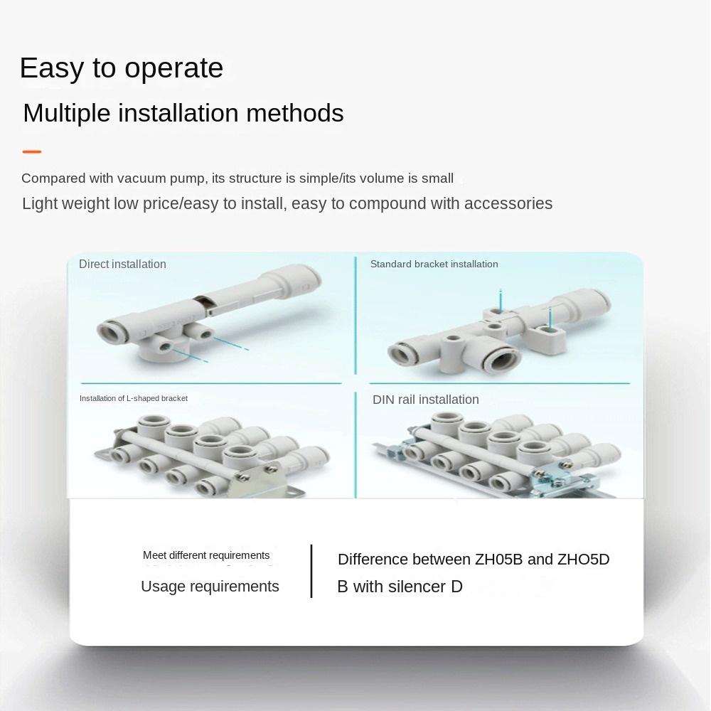 Алюминиевый ZH05DS-06-06-06 Вакуумный генератор Синяя трубка Вентури Push in On Air Vacuum Ejector Worker