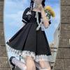 Kawaii готическое платье Лолиты, женское готическое платье в стиле Харадзюку, милые кружевные черные короткие платья с пышными рукавами, школьные Jk, лето 2022 для девочек