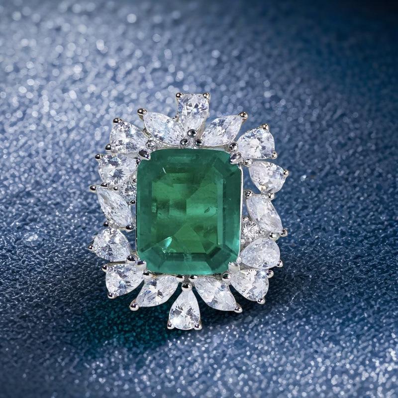 Европейское и американское кольцо из стерлингового серебра S925 с изумрудным синим камнем Paraiba размером 10*12 мм для женщин