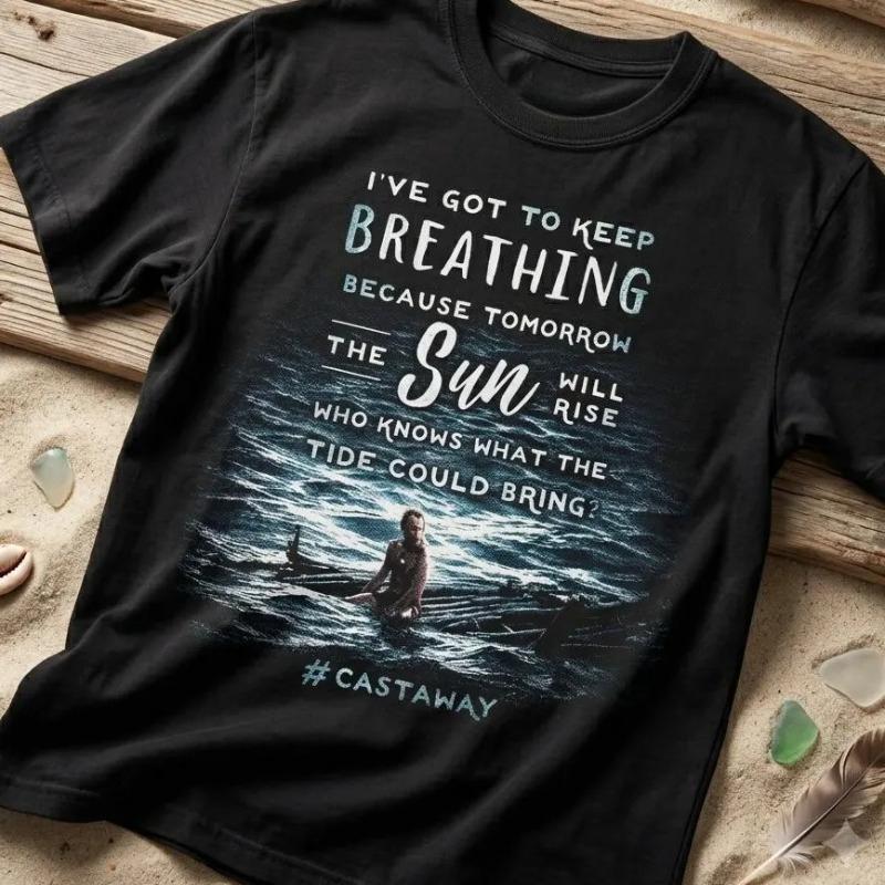 Castaway Movie Shirt Tom Hanks Vintage Tee Chuck Noland Retro Tshirt Summer Unisex Loose And Breathable Cotton Tshirt Top