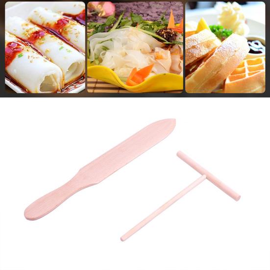 1 Set Pancake Spatula Non-stick Wooden Crepe Spreader Durable Convenient Pancake Tool for Home Kitchen