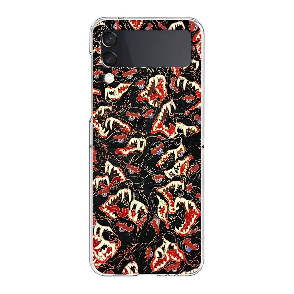 Чехол для телефона Samsung Galaxy Z Flip 6 5 4 Прозрачный для Samsung Z Flip 3 Жесткий ПК Складной корпус Глаз Ктулху Сумки