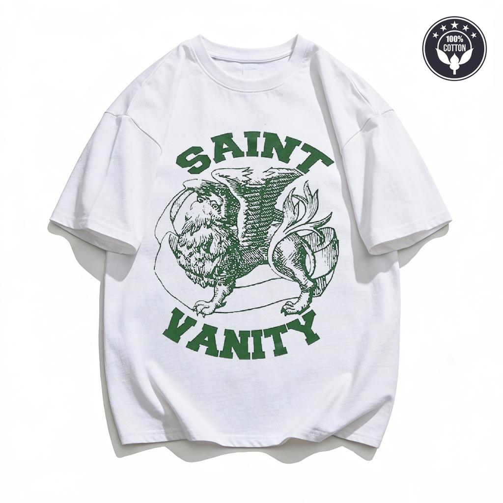 SAINT VANITY Графичная оверсайз футболка в стиле гранж Мужская Женская 2026 Уличная одежда Y2K Винтажная Хлопковая футболка с коротким рукавом