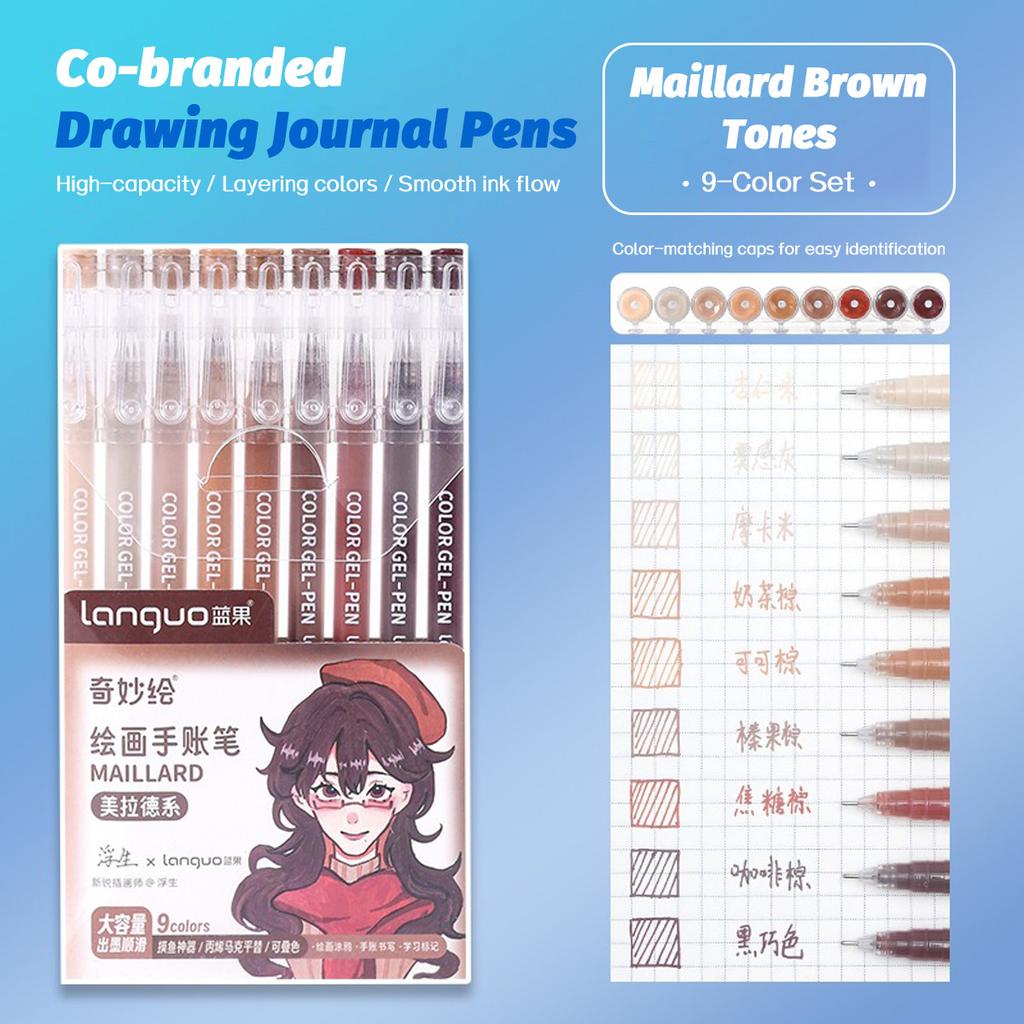 6/9pcs Set Languo Morandi Gel Pens 0.5mm Kawaii Pastel Set for Students Diary Scrapbook Painting & Drawing Pen School Supplies