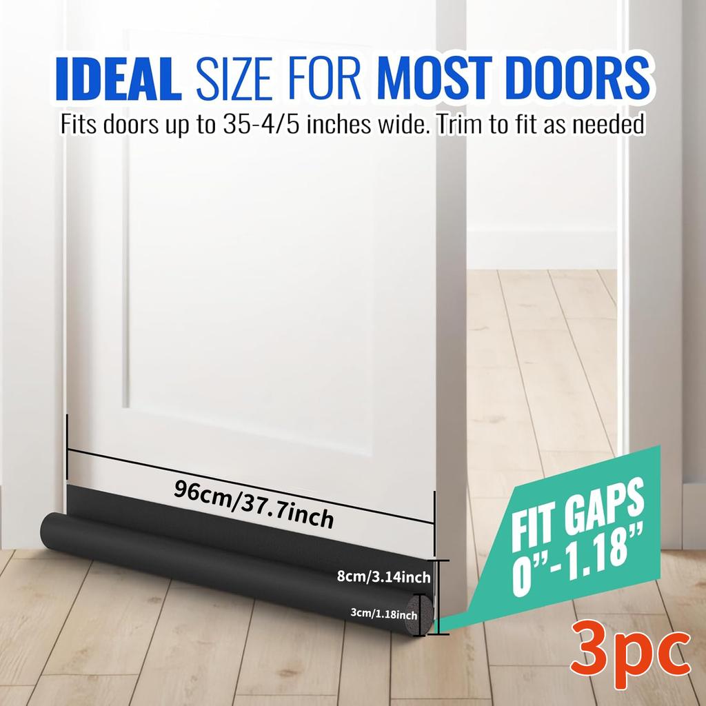 Door Draft Stoppers For Bottom Of Door Adjustable Self-Adhesive Sound-Proof Door Bottom Seal Strip Gap Blocker Foam Weather