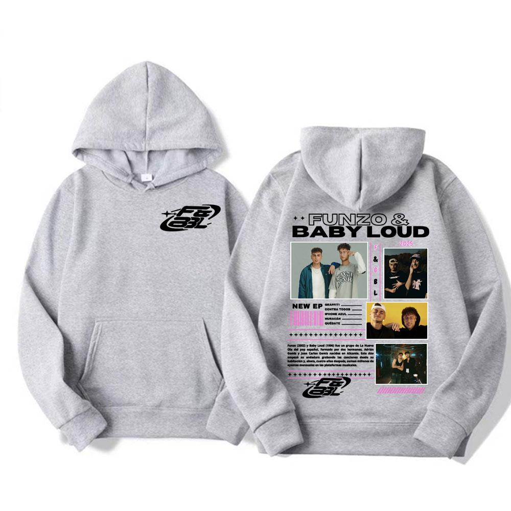 Rapper Funzo & Baby Loud 2025 Tour Hoodies Unisex Fashion Casual Long Sleeve Pullovers Hoodie Men Punk Hip Hop Street Sweatshirt