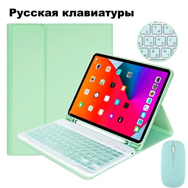 Bluetooth-клавиатура, беспроводная мышь Magic для iPad Air 4, чехол 2020 Pro 11, чехол 2021 10,2, чехол 9-го и 8-го поколения Mini 6 Air 2