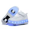 Kid Wheels Shoes Roller Skate Shoes 2 Wheels Child Deform Sneakers Outdoor Sport Deformation Parkour Runaway Boy Girl Youth Gift