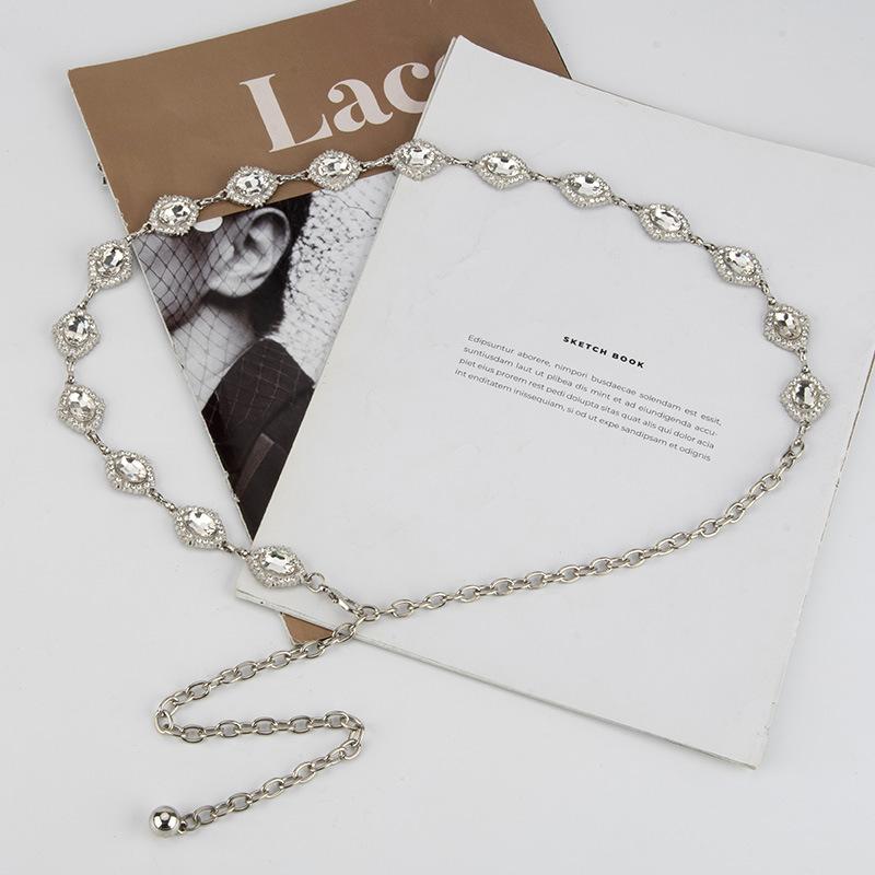 Новая квадратная круглая цепочка на талию, инкрустированная стразами, декоративный тонкий ремень для женского платья, высококачественная металлическая цепочка на талию